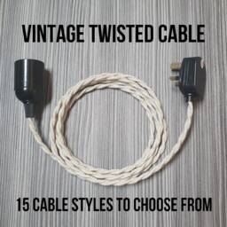 Tw Plug in Pendant Light - Smooth Bakelite Lamp Holder, Twisted Fabric Cable & E27 Edison Screw Vintage Retro Mcm Duggi Design - thumbnail 2