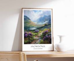 Snowdonia Poster, Adventure Decor, Welsh Landscape Wall Art, Wales Nature Travel Print, Gift, Poster - thumbnail 1