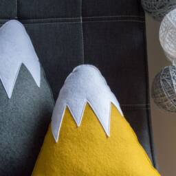 Felt Mountain Pillow Set Mustard & Grey Kids Room Decor - thumbnail 4