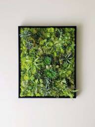 Faux Succulent Moss Wall Art, Handmade Preserved Moss Wall Picture, Picture Black Frame, Vertical&horizontal Frame - thumbnail 1
