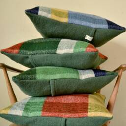 Hand Woven British Wool Cushion Cambrian Stripe, Bauhaus Style - thumbnail 3