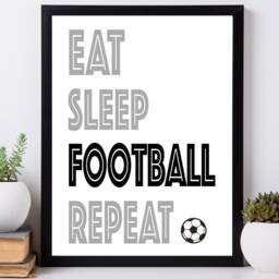 Eat Sleep Football Repeat - Father's Day Print Sport Decor Gift Bespoke A5 A4 A3 Framed - thumbnail 3