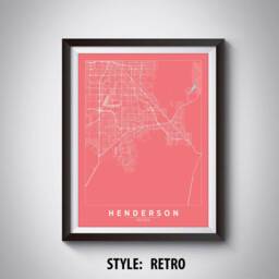 Henderson Nevada Map Art Print Vintage Style Office Decor - thumbnail 4