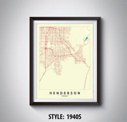 Henderson Nevada Map Art Print Vintage Style Office Decor - thumbnail 1