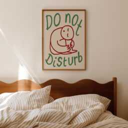 Bedroom Wall Art Print, Sleep Art, Funny Prints, Do Not Disturb Illustration Bed Decor, Hand Drawn Doodle Poster - thumbnail 2