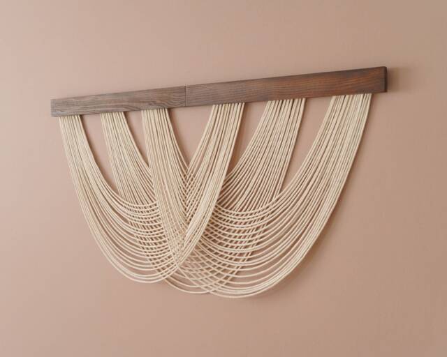 Fiber Wall Decor, New Home Gift, Decor Minimalist, Bohemian Art, Modern Tapestry Macrame Yarn Hanging V28 - image 1