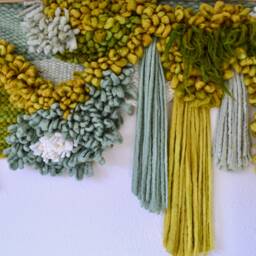 Merino Wool Woven Wall Hanging - Modern Fiber Art Tapestry, 42x27 Inches - thumbnail 3