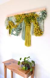 Merino Wool Woven Wall Hanging - Modern Fiber Art Tapestry, 42x27 Inches - thumbnail 1