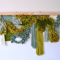 Merino Wool Woven Wall Hanging - Modern Fiber Art Tapestry, 42x27 Inches - thumbnail 2