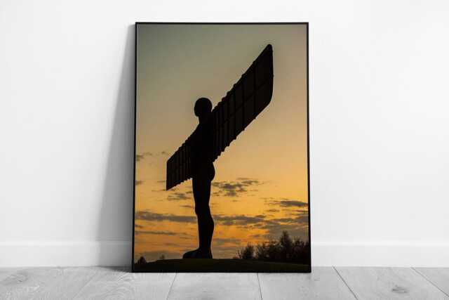 Angel Of The North At Dusk in Shadow East Ready To Hang Wall Art Print Framed Picture Print - image 1