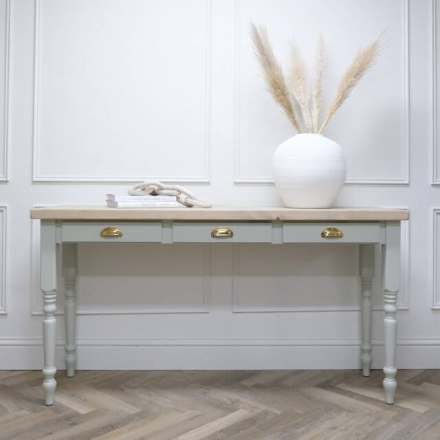 Windsor 3 Drawer Turned Leg Rustic Pine Top Console Table. Perfect Hallway Made To Order - image 1