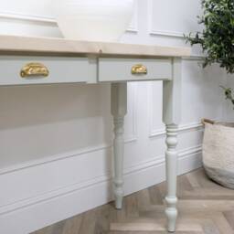 Windsor 3 Drawer Turned Leg Rustic Pine Top Console Table. Perfect Hallway Made To Order - thumbnail 4