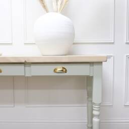 Windsor 3 Drawer Turned Leg Rustic Pine Top Console Table. Perfect Hallway Made To Order - thumbnail 2