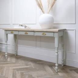 Windsor 3 Drawer Turned Leg Rustic Pine Top Console Table. Perfect Hallway Made To Order - thumbnail 3