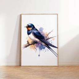 Swallow Print Bird Poster - Set Of 3 Pictures - Watercolour Posters Watercolor Gifts Decor Prints Animal Wall Art - thumbnail 3