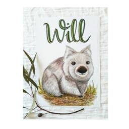 Personalised Nursery Print Wombat - Custom Baby Name Wall Art Kids Room Decor Australian Animals Souvenir A4 - thumbnail 1