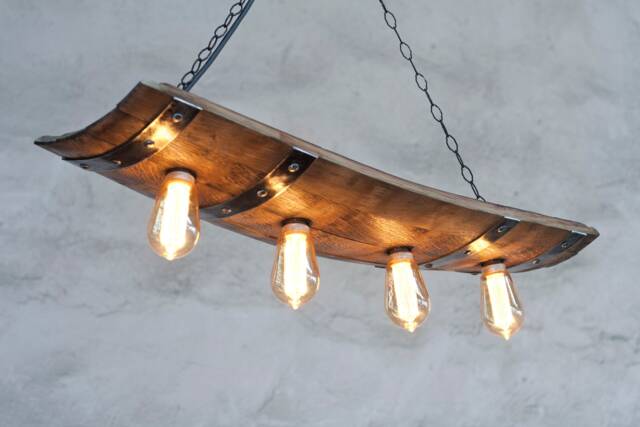 Rustic Ceiling Light Fixture - Wine Barrel Chandelier Wooden Pendant Lighting Fixtures - image 1