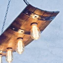 Rustic Ceiling Light Fixture - Wine Barrel Chandelier Wooden Pendant Lighting Fixtures - thumbnail 2