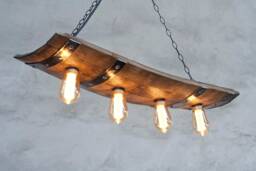 Rustic Ceiling Light Fixture - Wine Barrel Chandelier Wooden Pendant Lighting Fixtures - thumbnail 1