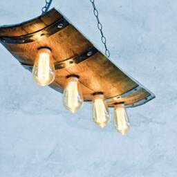 Rustic Ceiling Light Fixture - Wine Barrel Chandelier Wooden Pendant Lighting Fixtures - thumbnail 4
