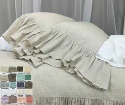 Shabby Chic Linen Pillow Covers Set Of 2, Mermaid Long Ruffle, French Country Style, 60+ Colors To Choose, Farmhouse Cottage Decor