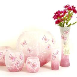 Handmade Pink Butterfly Strawsilk Glass Bud Vase By Karen Keir - thumbnail 3