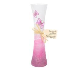 Handmade Pink Butterfly Strawsilk Glass Bud Vase By Karen Keir - thumbnail 1