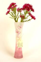Handmade Pink Butterfly Strawsilk Glass Bud Vase By Karen Keir - thumbnail 2