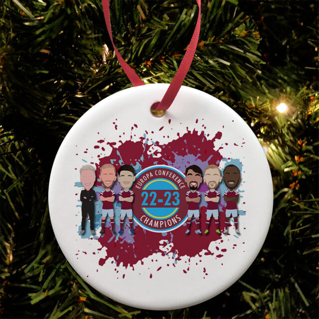 West Ham Europa Conference Champions Of Europe 2023 Christmas Tree Decoration Bauble Ceramic Vector Heroes - image 1