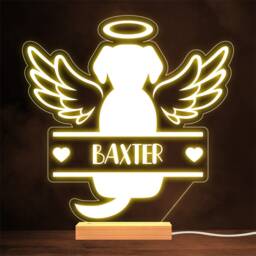 Dog Angel Silhouette Pet Loss Memorial Personalised Gift Warm Lamp Night Light - thumbnail 1