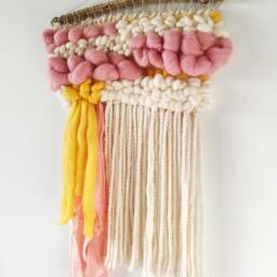 Tiny Woven Wall Hanging Wool & Cotton Tapestry, Boho Nursery Decor - thumbnail 4