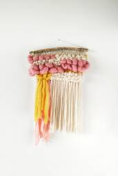 Tiny Woven Wall Hanging Wool & Cotton Tapestry, Boho Nursery Decor