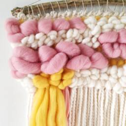 Tiny Woven Wall Hanging Wool & Cotton Tapestry, Boho Nursery Decor - thumbnail 3