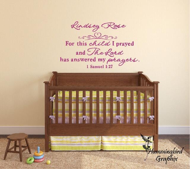 Personalized Wall Decal, For This Child I Have Prayed, 1 Samuel 127, Quote, Custom Nursery Sticker, Bedroom Decor, Vinyl Words - image 1