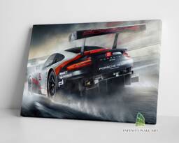Porsche Racing Car Canvas Art Print Picture Sports Cars Framed Wall Decor -E348 - thumbnail 1