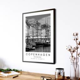 Copenhagen Print Minimalist Black & White Denmark Travel Art - thumbnail 2