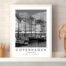 Copenhagen Print Minimalist Black & White Denmark Travel Art - thumbnail 3