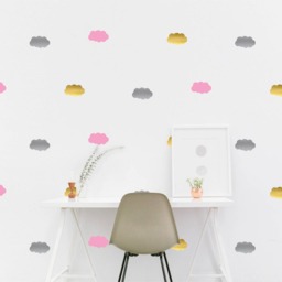 Cloud Wall Decal Gold Nursery Kids Room Wall Sticker Bedroom, Living Pattern Wallpaper Vinyl Decals Stickers Home Decor - thumbnail 2