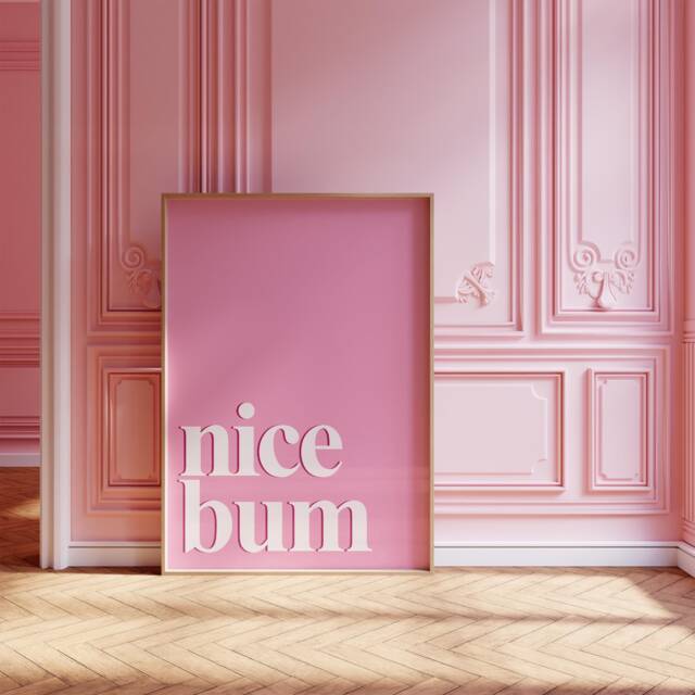Nice Bum Print, Colourful Wall Decor, Bathroom Eclectic Art Poster, Home Trendy, Funny Print in Pink 2738 - image 1