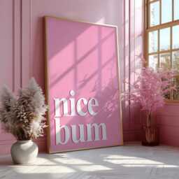 Nice Bum Print, Colourful Wall Decor, Bathroom Eclectic Art Poster, Home Trendy, Funny Print in Pink 2738 - thumbnail 3