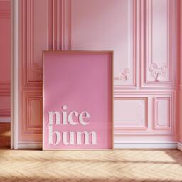 Nice Bum Print, Colourful Wall Decor, Bathroom Eclectic Art Poster, Home Trendy, Funny Print in Pink 2738 - thumbnail 1