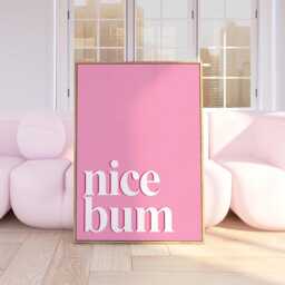 Nice Bum Print, Colourful Wall Decor, Bathroom Eclectic Art Poster, Home Trendy, Funny Print in Pink 2738 - thumbnail 2