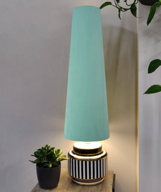 70cm Tall Light Mint Green Velvet Slim Cone Lampshade - image 1