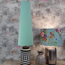 70cm Tall Light Mint Green Velvet Slim Cone Lampshade - thumbnail 3