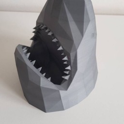 Geometric Shark Head Wall Mount - 3D Printed Animal Art - thumbnail 3