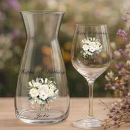 Personalised Happy Birthday Wine Glass & Vase Gift Set - 30Th 40Th 50Th -60Th -80Th 90Th 100Th -Milestone - thumbnail 2
