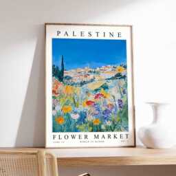 Palestine Flower Market Poster Levantine Floral Wall Art - thumbnail 1