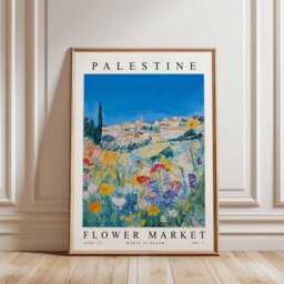 Palestine Flower Market Poster Levantine Floral Wall Art - thumbnail 3
