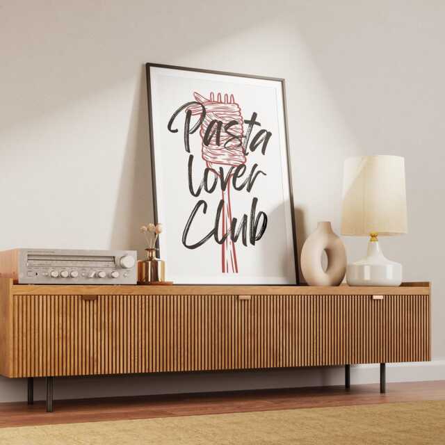Pasta Lover Club Poster 05 Unique Kitchen Wall Art, Foodie Print, Gift For Pasta Lovers, Dining Room Chef's Kiss, Cool Home Decor - image 1