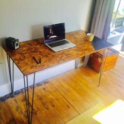 Osb Industrial Desk With Steel Hairpin Legs & Chalk Board Zone - thumbnail 3